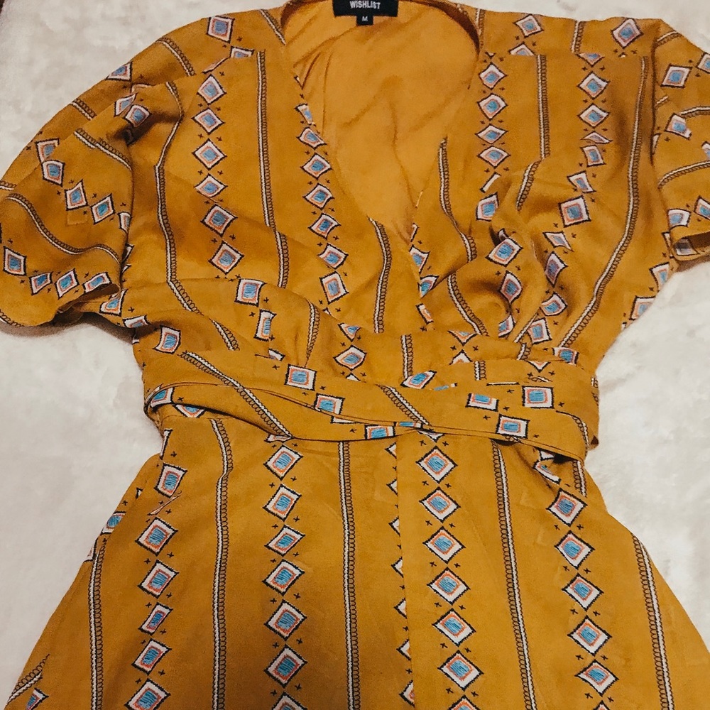 Women’s Mustard & Turquoise Wrap Dress